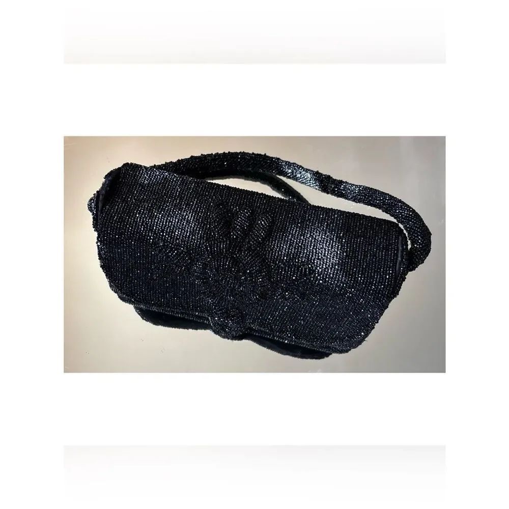 1950’s Delill Beaded Handbag Beaded Evening Clutch in Black ~ Stunning